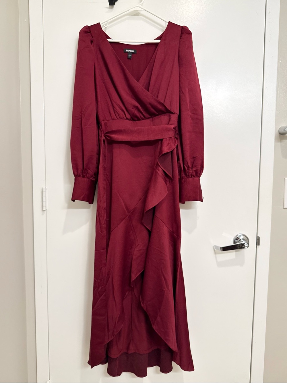 Express Burgundy Wrap Maxi Dress, Size S